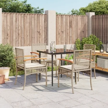 Set comedor de jardín 5 pzas con cojines ratán sintético beige von , Gartensets - Ref: Foro24-3213625, Preis: 360,58 €, Rabat...
