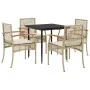Set comedor de jardín 5 pzas con cojines ratán sintético beige von , Gartensets - Ref: Foro24-3213625, Preis: 360,58 €, Rabat...