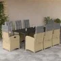 Set comedor de jardín 9 pzas con cojines ratán sintético beige by , Garden sets - Ref: Foro24-3212398, Price: 1,00 €, Discoun...