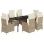 Set comedor de jardín 7 pzas con cojines ratán sintético beige by , Garden sets - Ref: Foro24-3213250, Price: 982,46 €, Disco...