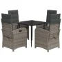 Set comedor de jardín 5 piezas con cojines ratán sintético gris von , Gartensets - Ref: Foro24-3212351, Preis: 598,74 €, Raba...