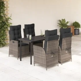 Set comedor de jardín 5 piezas con cojines ratán sintético gris by , Garden sets - Ref: Foro24-3213227, Price: 683,90 €, Disc...