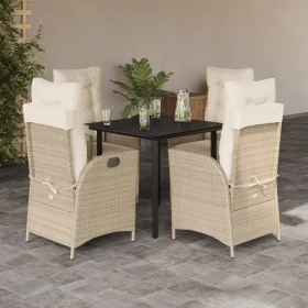 Set comedor de jardín 5 pzas con cojines ratán sintético beige by , Garden sets - Ref: Foro24-3213246, Price: 657,88 €, Disco...