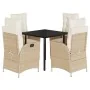 Set comedor de jardín 5 pzas con cojines ratán sintético beige von , Gartensets - Ref: Foro24-3213246, Preis: 657,85 €, Rabat...