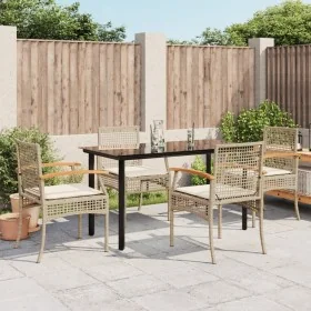 Set comedor de jardín 5 pzas con cojines ratán sintético beige by , Garden sets - Ref: Foro24-3213633, Price: 384,14 €, Disco...