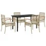 Set comedor de jardín 5 pzas con cojines ratán sintético beige de , Conjuntos de jardín - Ref: Foro24-3213633, Precio: 385,77...
