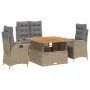 Set de comedor jardín con cojines 4 pzas ratán sintético beige de , Conjuntos de jardín - Ref: Foro24-3277489, Precio: 630,88...