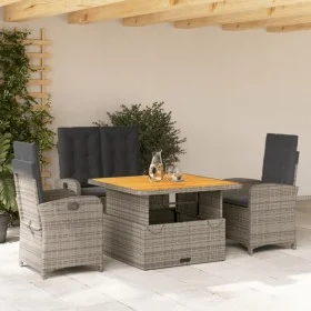 Juego de comedor de jardín 4 piezas con cojines ratán PE gris by , Garden sets - Ref: Foro24-3277344, Price: 584,50 €, Discou...