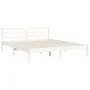 White solid wood bed frame with headboard 160x200 cm by vidaXL, Beds and slatted bases - Ref: Foro24-3193997, Price: 140,18 €...