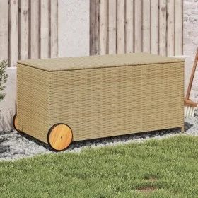 Caja de almacenaje jardín con ruedas ratán PE beige mezcla 190L von , Aufbewahrungsboxen für den Außenbereich - Ref: Foro24-3...