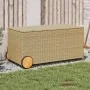 Caja de almacenaje jardín con ruedas ratán PE beige mezcla 190L by , Outdoor storage boxes - Ref: Foro24-365327, Price: 114,5...