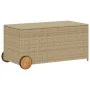 Caja de almacenaje jardín con ruedas ratán PE beige mezcla 190L by , Outdoor storage boxes - Ref: Foro24-365327, Price: 114,5...