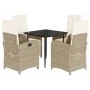 Set comedor de jardín 5 pzas con cojines ratán sintético beige by , Garden sets - Ref: Foro24-3212571, Price: 626,37 €, Disco...