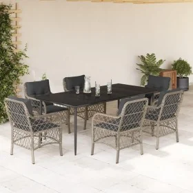 Set comedor jardín 7 pzas y cojines ratán sintético gris claro by , Garden sets - Ref: Foro24-3212171, Price: 831,94 €, Disco...