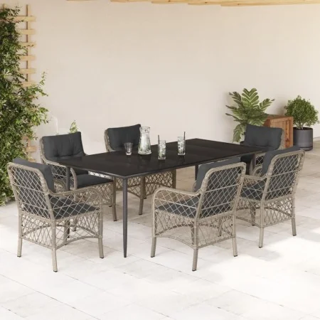 Set comedor jardín 7 pzas y cojines ratán sintético gris claro von , Gartensets - Ref: Foro24-3212171, Preis: 831,97 €, Rabat...