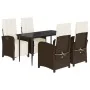 Set comedor de jardín 5 piezas y cojines ratán sintético marrón de , Conjuntos de jardín - Ref: Foro24-3212544, Precio: 676,3...