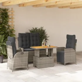 Juego de comedor de jardín 4 piezas con cojines ratán PE gris by , Garden sets - Ref: Foro24-3277468, Price: 590,37 €, Discou...