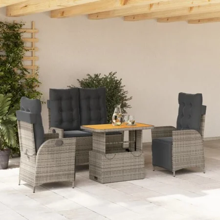 Juego de comedor de jardín 4 piezas con cojines ratán PE gris von , Gartensets - Ref: Foro24-3277468, Preis: 590,08 €, Rabatt: %