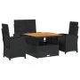 Juego comedor jardín 4 piezas con cojines ratán sintético negro by , Garden sets - Ref: Foro24-3277333, Price: 540,83 €, Disc...