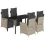 Set comedor de jardín 5 pzas cojines ratán sintético gris claro by , Garden sets - Ref: Foro24-3213472, Price: 697,83 €, Disc...