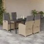 Set comedor de jardín 5 pzas con cojines ratán sintético beige by , Garden sets - Ref: Foro24-3212403, Price: 637,46 €, Disco...