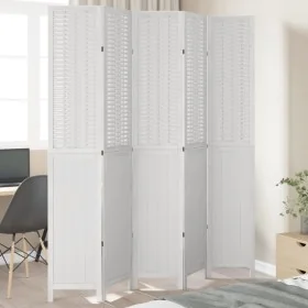 Biombo separador de 5 paneles madera maciza Paulownia blanco by , Room dividers - Ref: Foro24-358728, Price: 175,05 €, Discou...