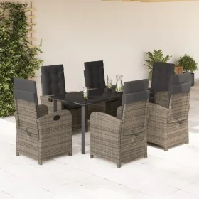 Set comedor jardín 7 pzas y cojines ratán sintético gris von , Gartensets - Ref: Foro24-3212366, Preis: 1,00 €, Rabatt: %
