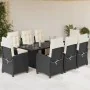 Set de comedor de jardín 9 pzas y cojines ratán sintético negro by , Garden sets - Ref: Foro24-3212919, Price: 1,00 €, Discou...