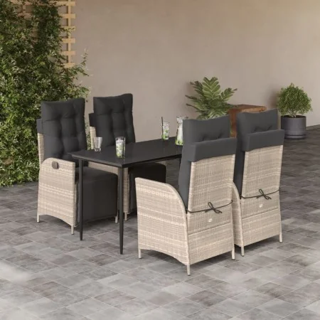 Set comedor de jardín 5 pzas cojines ratán sintético gris claro by , Garden sets - Ref: Foro24-3213464, Price: 676,26 €, Disc...