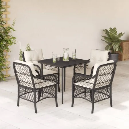 Set de muebles jardín 5 pzas con cojines ratán sintético negro de , Conjuntos de jardín - Ref: Foro24-3212083, Precio: 500,24...