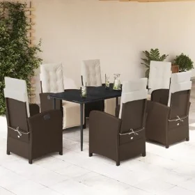 Set comedor de jardín 7 pzas con cojines ratán sintético marrón by , Garden sets - Ref: Foro24-3212546, Price: 974,80 €, Disc...