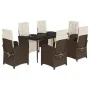 Set comedor de jardín 7 pzas con cojines ratán sintético marrón de , Conjuntos de jardín - Ref: Foro24-3212546, Precio: 976,5...
