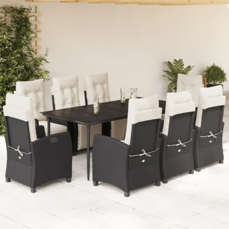 Set de comedor de jardín 9 pzas y cojines ratán sintético negro von , Gartensets - Ref: Foro24-3212952, Preis: 1,00 €, Rabatt: %