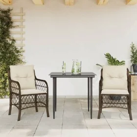 Sillas y mesita de jardín con cojines 3 piezas ratán PE marrón by , Garden sets - Ref: Foro24-3212110, Price: 300,67 €, Disco...
