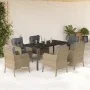 Set comedor de jardín 7 pzas con cojines ratán sintético beige by , Garden sets - Ref: Foro24-3211987, Price: 792,39 €, Disco...