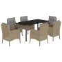 Set comedor de jardín 7 pzas con cojines ratán sintético beige by , Garden sets - Ref: Foro24-3211987, Price: 792,39 €, Disco...