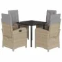 Set comedor de jardín 5 pzas con cojines ratán sintético beige by , Garden sets - Ref: Foro24-3212592, Price: 668,16 €, Disco...