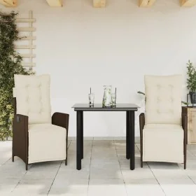 Set comedor de jardín 3 piezas y cojines ratán sintético marrón von , Gartensets - Ref: Foro24-3213413, Preis: 360,36 €, Raba...