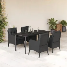 Set de muebles jardín 5 pzas con cojines ratán sintético negro by , Garden sets - Ref: Foro24-3211930, Price: 518,55 €, Disco...