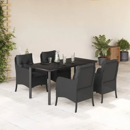 Set de muebles jardín 5 pzas con cojines ratán sintético negro von , Gartensets - Ref: Foro24-3211930, Preis: 518,52 €, Rabat...