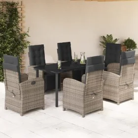 Set comedor jardín 7 pzas y cojines ratán sintético gris by , Garden sets - Ref: Foro24-3212567, Price: 922,69 €, Discount: %
