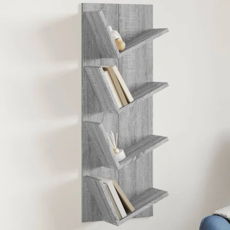 Estantería de pared 4 niveles gris Sonoma 33x16x90 cm by , Shelves and shelves - Ref: Foro24-840721, Price: 35,78 €, Discount: %