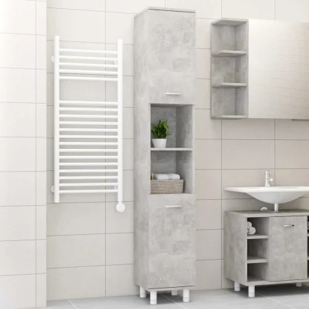 Armario de baño contrachapada gris hormigón 30x30x179 cm de , Muebles de baño - Ref: Foro24-802628, Precio: 88,06 €, Descuent...