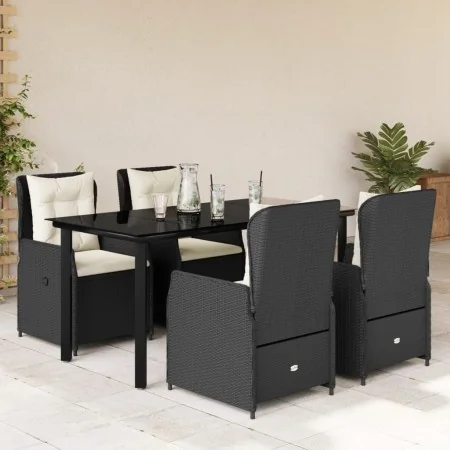Set de muebles jardín 5 pzas con cojines ratán sintético negro by , Garden sets - Ref: Foro24-3262836, Price: 561,51 €, Disco...