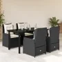 Set de muebles jardín 5 pzas con cojines ratán sintético negro by , Garden sets - Ref: Foro24-3262836, Price: 561,51 €, Disco...