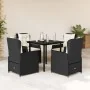 Set de muebles jardín 5 pzas con cojines ratán sintético negro de , Conjuntos de jardín - Ref: Foro24-3262834, Precio: 513,06...