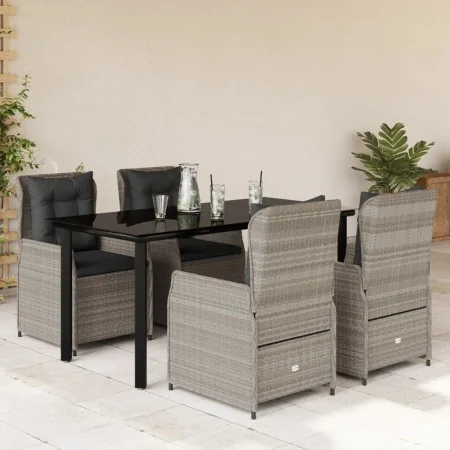Set comedor de jardín 5 pzas cojines ratán sintético gris claro by , Garden sets - Ref: Foro24-3262906, Price: 587,07 €, Disc...