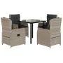 Set comedor de jardín 5 pzas cojines ratán sintético gris claro by , Garden sets - Ref: Foro24-3262904, Price: 517,87 €, Disc...