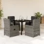 Set comedor de jardín 5 piezas con cojines ratán sintético gris by , Garden sets - Ref: Foro24-3262862, Price: 608,68 €, Disc...