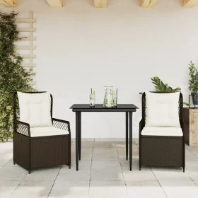 Set comedor de jardín 3 piezas y cojines ratán sintético marrón by , Garden sets - Ref: Foro24-3262971, Price: 292,70 €, Disc...